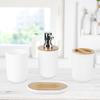4Pcs Bathroom Accessory Set Bamboo Waterproof Durable Gift Toothbrush Cup For Home HotelWhite