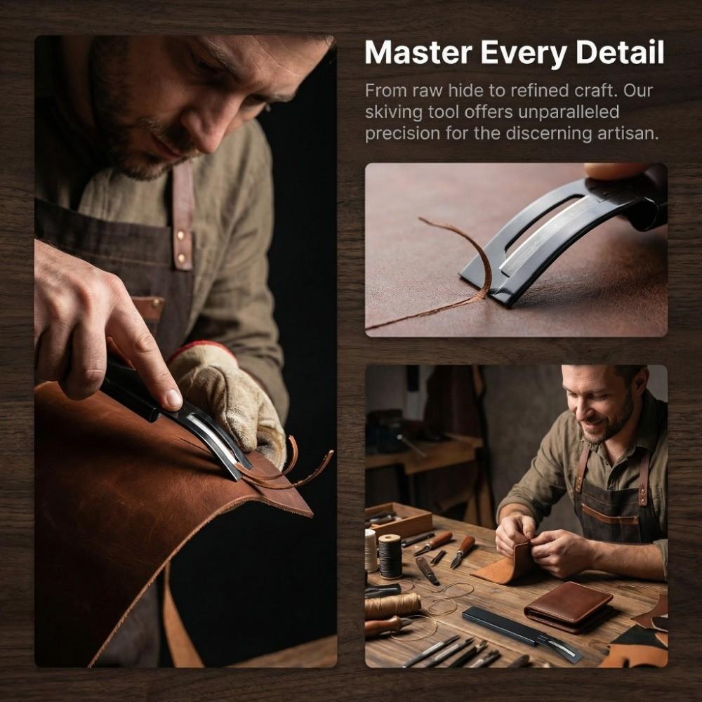 Practical Curved Blade Leather Skiving Tool Sharp Edge Durable Leather Thinning Tool Manual Use Handmade Skiving Tool Diy Making