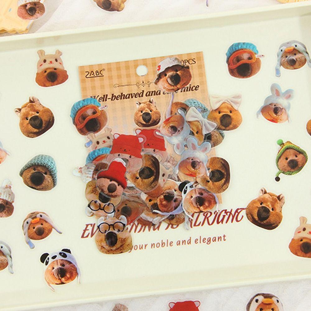 40 Sheets/Bag Playful Puppy Hand Ledger Sticker Bag Kitty Ledger Material Creative Stickers  Student