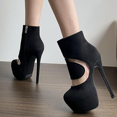 Liyke Autumn Winter Super High Heels Sexy Party Nightclub Stripper Pole Dance Boots Fashion Round Toe Zip Platform Shoes Women