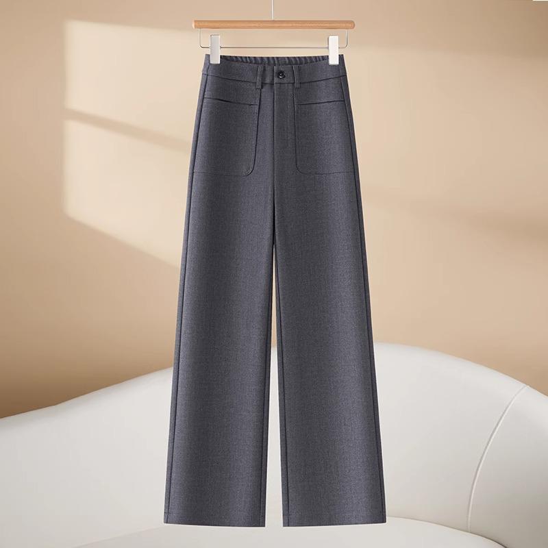 

Женские серые шерстяные брюки класса люкс, облегающие в бедрах и с широкими штанинами, для осени/зимы 2024 28/L for 105-115 jin