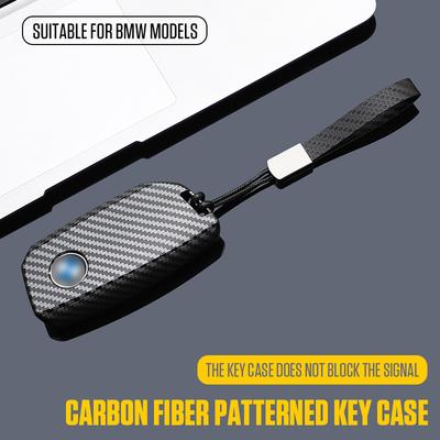 ABS Carbon Style Car Key Case Cover Fob Keychain for BMW 7 Series X7 I7 IX 740LI Alcantara Remote Protection Shell Skin Holder