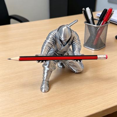 Portalápices Ninja Decoración de Escritorio Portalápices Ninja Arrodillado Soporte para Bolígrafos Impreso en 3D Genial Regalo para Adolescentes Niños Adultos Accesorio de Escritorio de Oficina