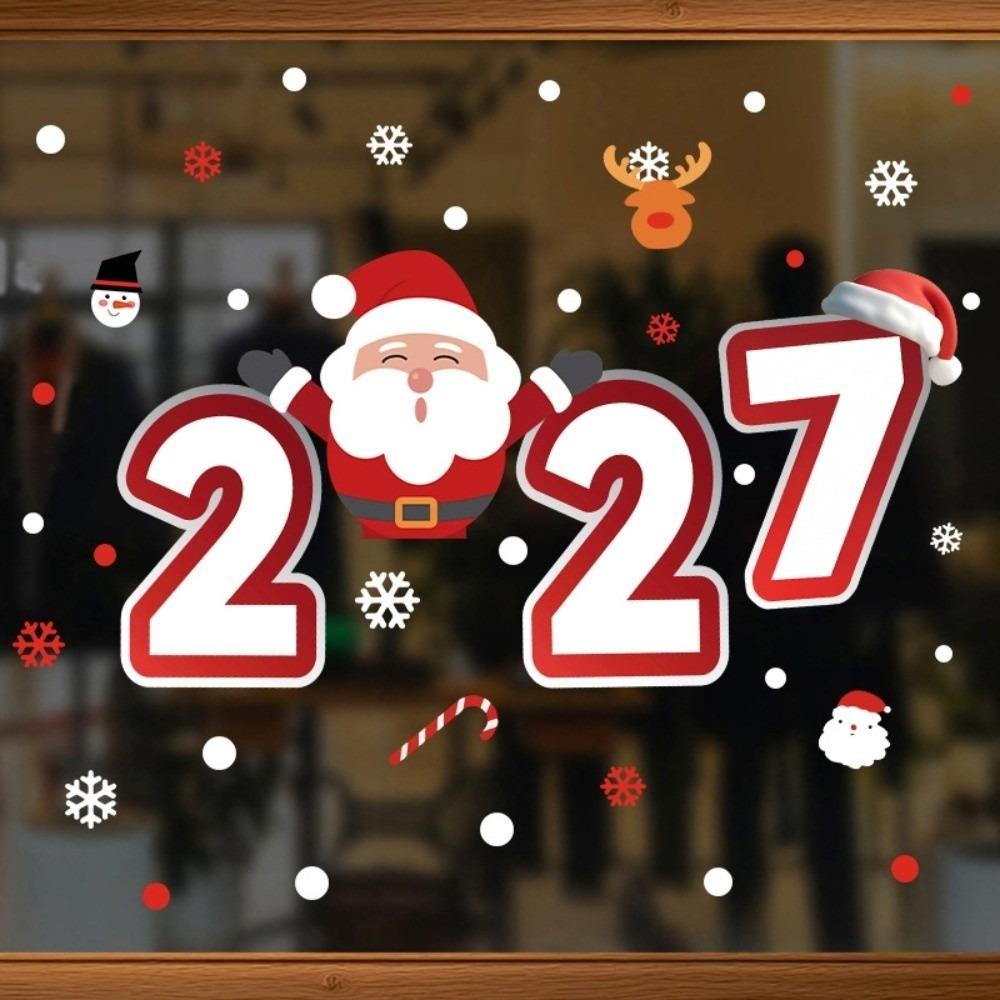 Abnehmbare Statische 2027 Statisch Haftende Aufkleber Wasserdicht Weihnachtsfeier Türaufkleber Festliche Dekorationen