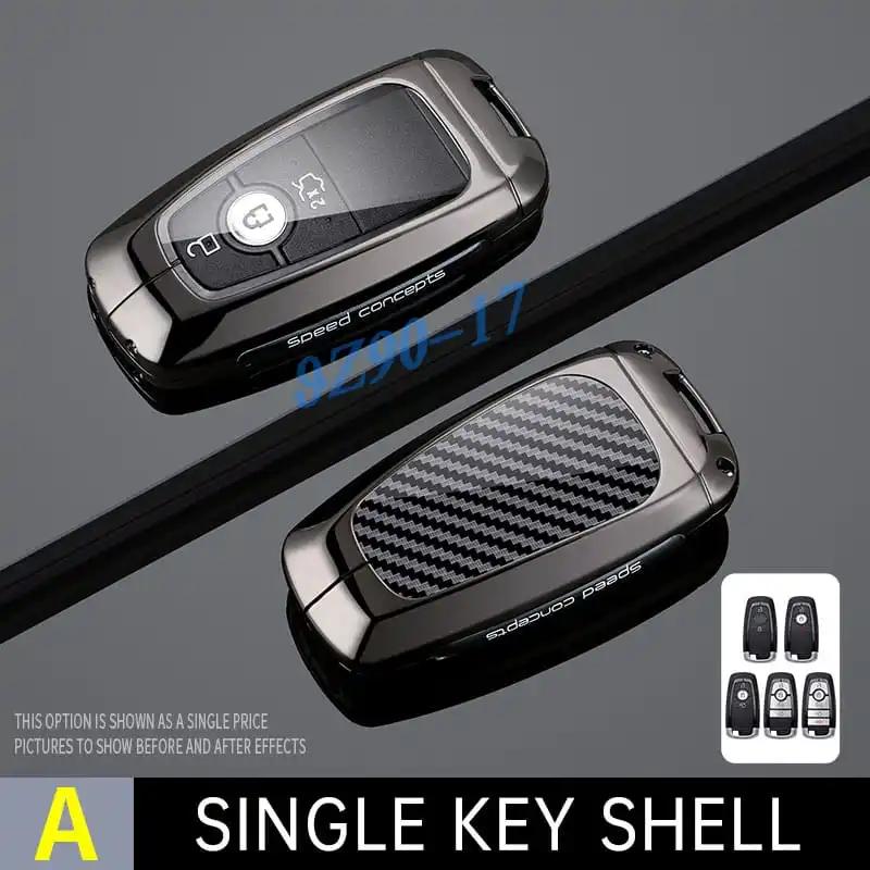 Metall Kohlefaser Auto Schlüsselanhänger Hülle Abdeckung Schlüsselring Für Tasche Ford Escape F150 Explorer Kuga Edge Bronco Sport Ecosport Mustang