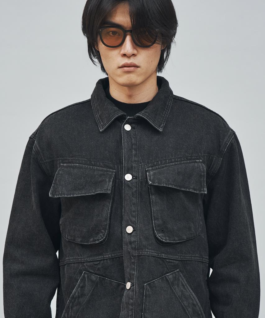 Maniamass Multi-Pocket Denim Fatigue Jacket (Rockchic Jk Bk)