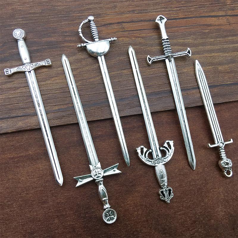 DIY Alloy Retro Tibetan Silver Sword Accessories - 6 Styles for Cosplay or Jewelry