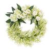 Artificial Spring Wreath White Rose Wreath Summer Wreath for Front Door Wall Wedding Indoor and Outdoor Decorations