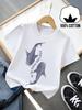 Summer Children's Fashionable Casual Short Sleeved T-shirt with Whale Shark Pattern Print Design and Round Neck Parent-child Top