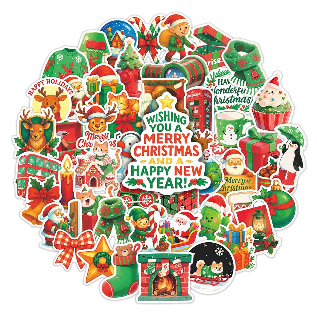 50 Cute Cartoon Creative Christmas Stickers For Phone Cases, Water Bottles, Desktops, And Journals