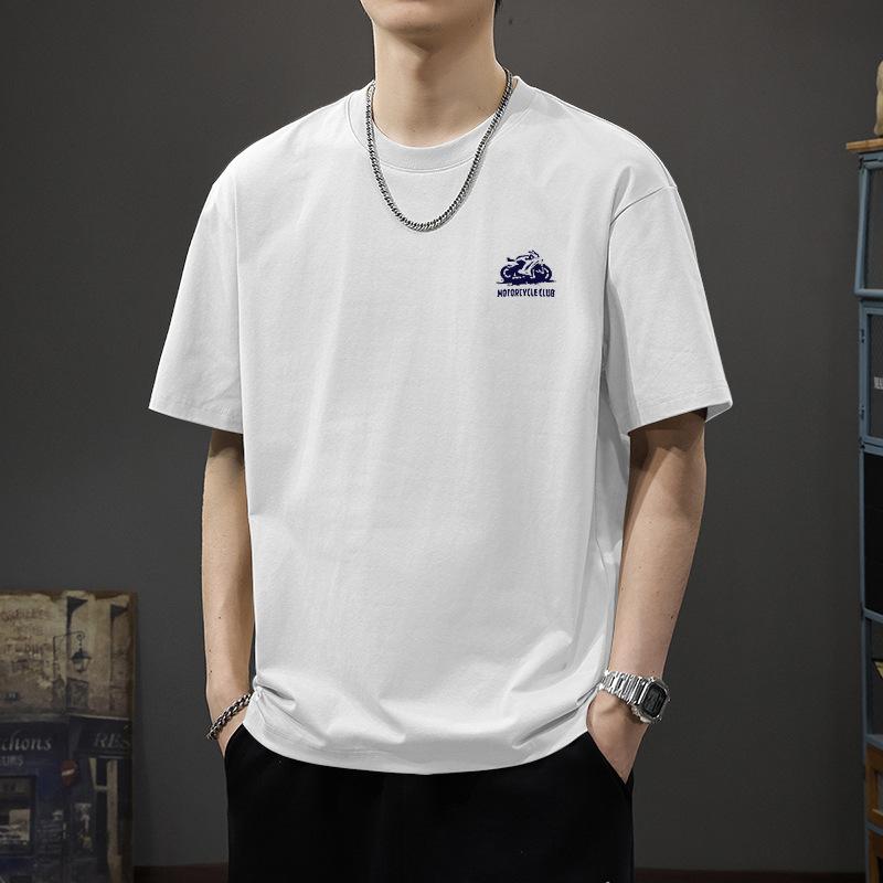 

Short sleeved pure cotton men s summer T-shirt trendy brand letter five quarter sleeve T-shirt loose oversized summer S