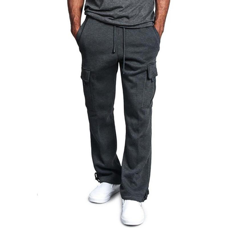 Men's Cargo Pants Loose Drawstring Sweatpants with Pockets Sports Straight Trousers Jogging Long Pants Hip Hop Streetwear