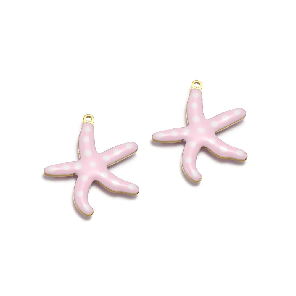 10pcs Stainless Steel Gold 20mm Starfish Charms Enamel Fish Pendant for DIY Jewelry Bracelet Findings Necklace Earrings Making