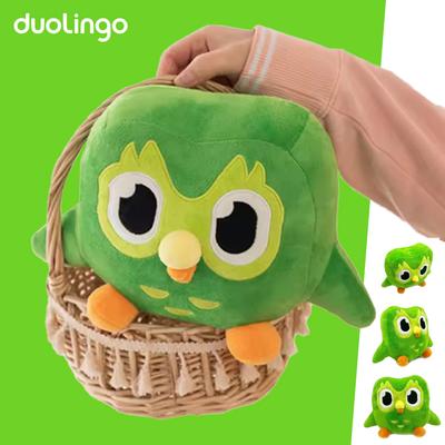Grünes Duolingo-Eulen-Plüschtier – Weiche Stofftierpuppe Duo die Eule, Anime-Cartoon-Geschenk für Kinder zum Geburtstag