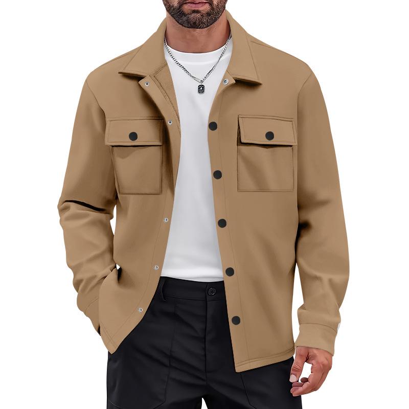 American Style Heavyweight Retro Workwear Jacket - Long Sleeve, Plus Velvet, Warm, Casual, Loose Fit