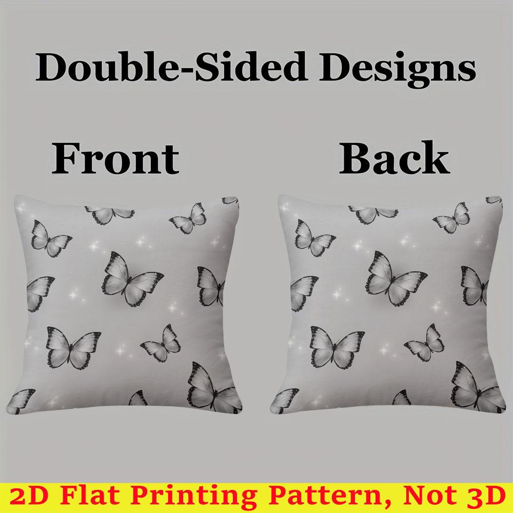 Monochrome Butterfly Square Jacquard Pillow Cover for Sofa Office Waist Cushion Cover Home Decorative Pillowcase