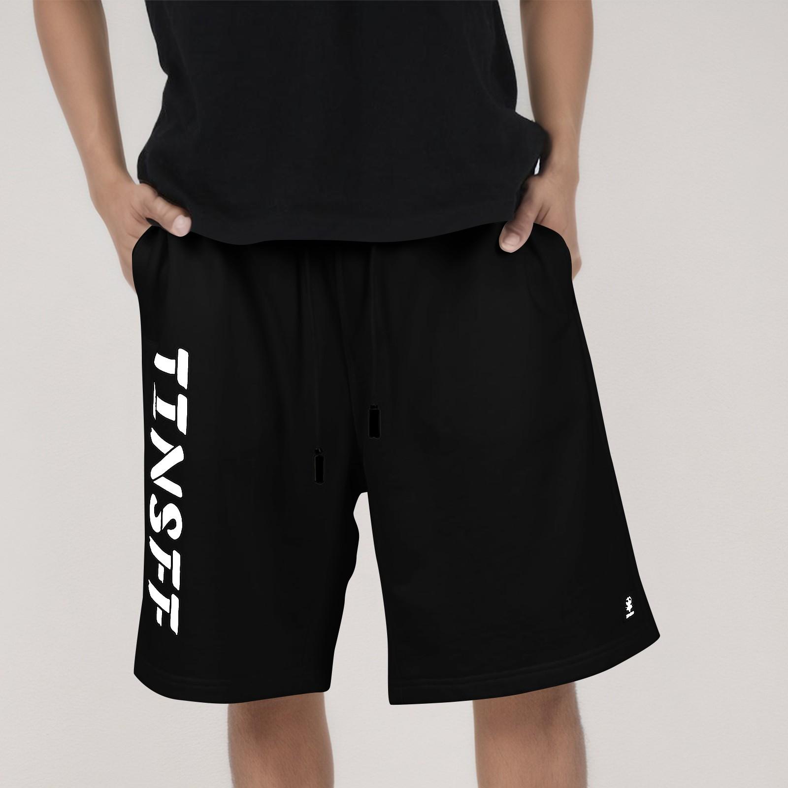 

Мужские спортивные шорты с карманами из хлопка с французской завязкой, летние повседневные шорты для тренировок XL чёрный