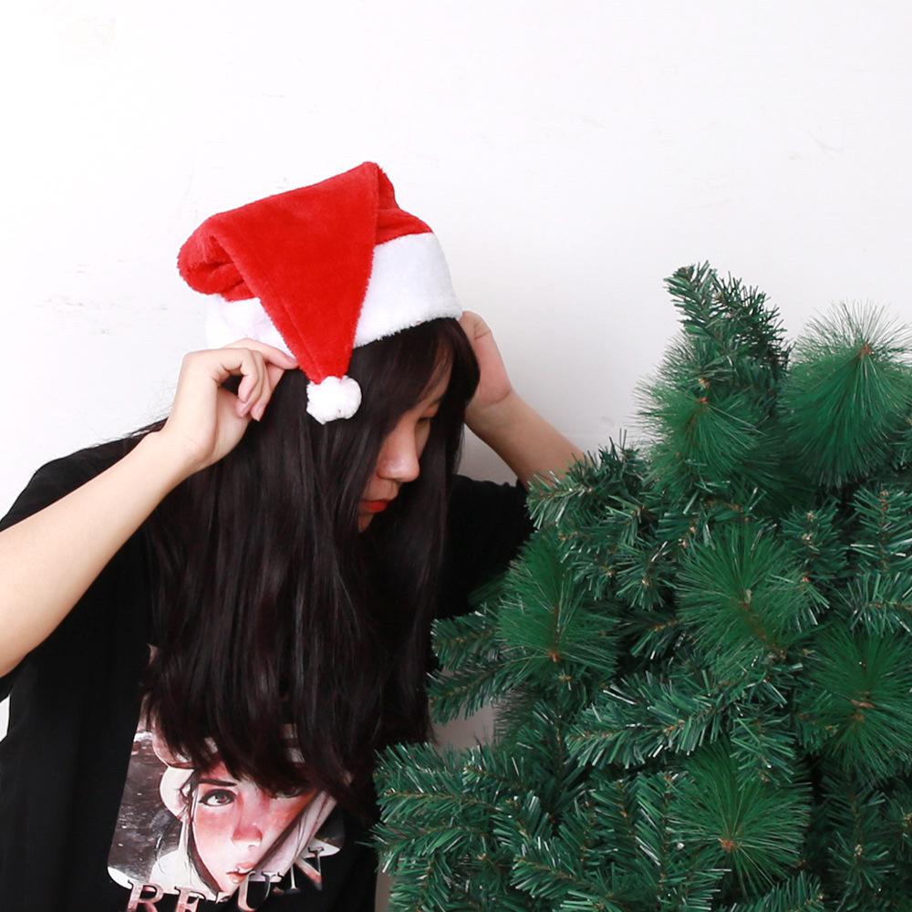 Adult Plush Santa Hat Christmas Costume Headwear Soft Flannel Xmas Cap Holiday Party Cosplay Accessory Warm Santa Hat Gift Decor