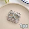Transparent Contact Lens Case Portable Plastic Storage Box with Tweezer Suction Stick Set for Travel Holiday Companion Organizer