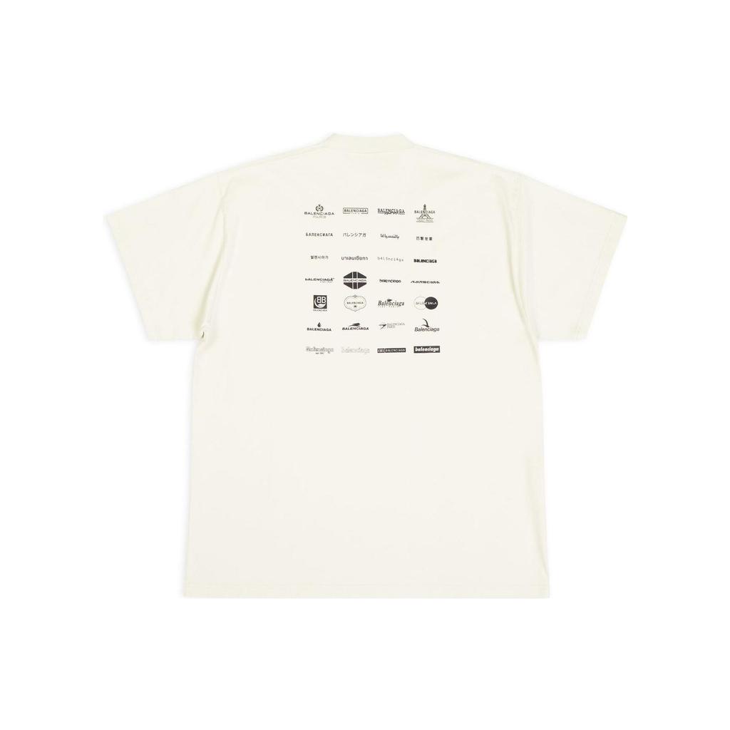 Balenciaga T Shirt Loose Fit Unisex Ecru 712398TNVQ79784