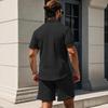 Conjunto Casual de Duas Peças para Homem no Verão Camisa de Botão de Manga Curta e Conjunto de Calções Tecido Leve e Respirável para Uso Diário