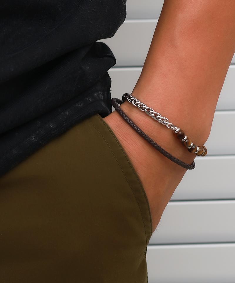 Blancier Tiger Eye Dualis Bm255B1167 Men'S Natural Stone Bracelet