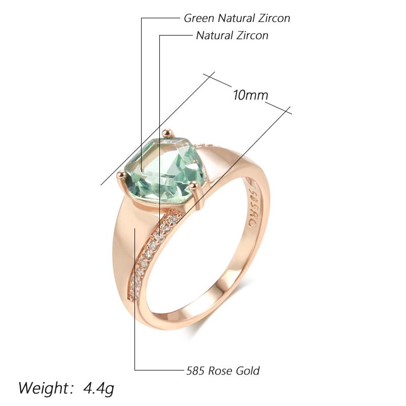 Fashion Unique Green Stone Big Ring For Women Mosaic Natural Zircon With  Rose Gold Color Vintage Wedding Jewelry