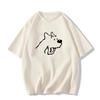 Women's Summer 2025 Gray Loose-Fit Puppy T-shirt - Cute Short Sleeve Pure Cotton