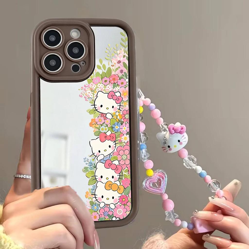 Mirror Makeup Flower Hello Kitty Bracelet Chain Casing For OnePlus 15 13 13T NORD CE 6 5 4 2 3 Lite ACE 3 2 12 11 10R 8T 5G Case