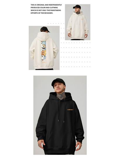 Sweat à capuche avec ours pour homme grande taille - Style américain tendance, Velours Coupe ample, Tailles jusqu'à 8XL