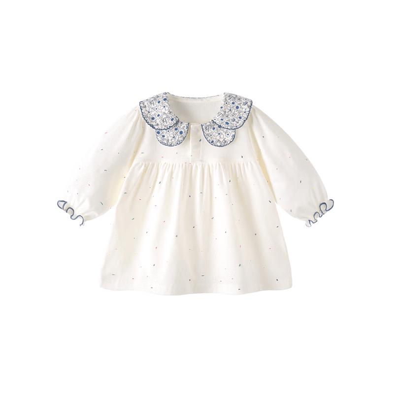 Baby Girl Ruffled Collar Floral Long-Sleeve T-Shirt 100