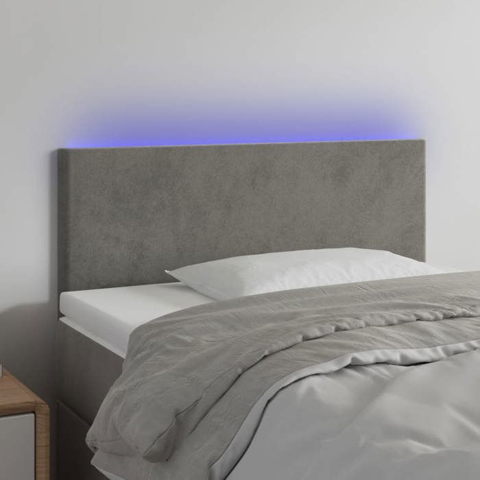 VidaXL Tête de Lit à LED Meuble de Chambre à Coucher Accessoire de Lit Simple Tête de Cadre de Lit Intérieur Gris Clair 3121374