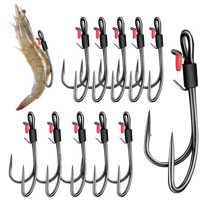 5/10Pcs Double Fishing Hook Heavy Duty Live Shrimp Bait Holder Hook Barbed Fishhook Freshwater Saltwater Fishing Hook Fishing Accessories