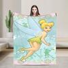 Tinker Bell Cartoon Knitted Blankets Velvet Animated Fantasy Film Super Soft Throw Blankets for Bedroom Sofa Bedspread