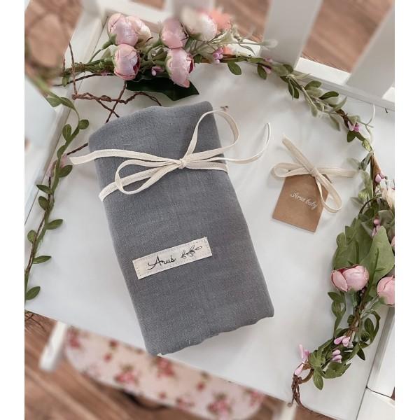 Muslin Swaddle Wrap 80x80cm Double Gauze (Gray)