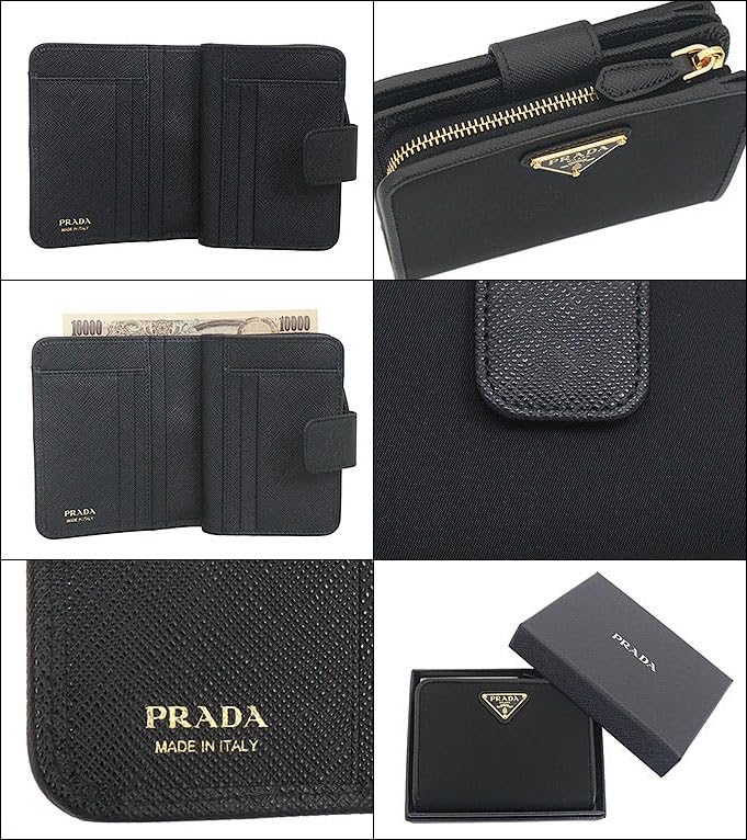 Geldbörse 1ML018 2DMI Nero Tessuto Dreieck-Logo Bifold Wallet [Prada] (Brieftasche) Re-Nylon Damen [Marke] [Artikel]
