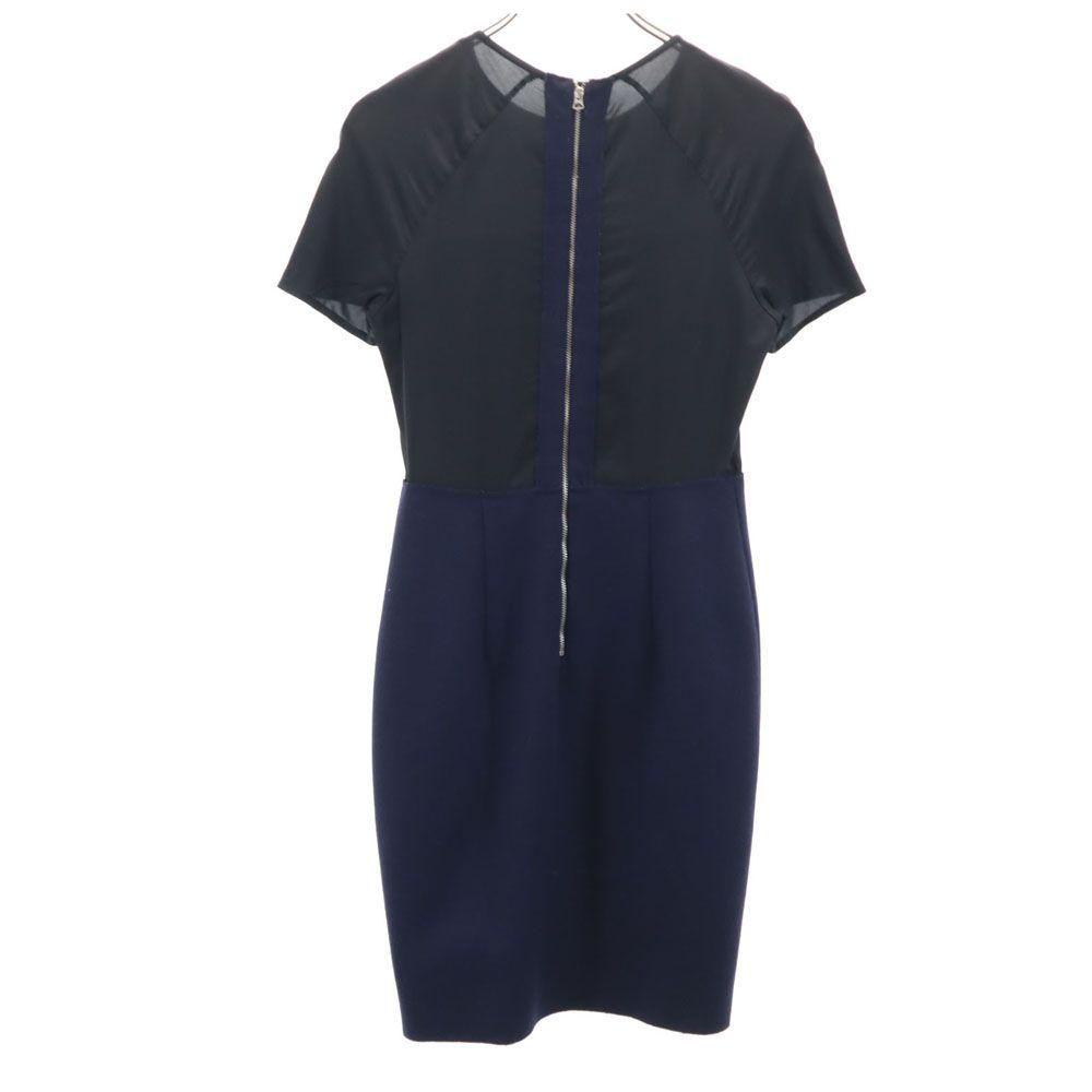 ACNE Short Sleeve Wool Switching Knee-length Dress 36 Navy Women Used