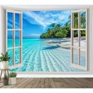 Tapestry with sea view outside the window 75x100