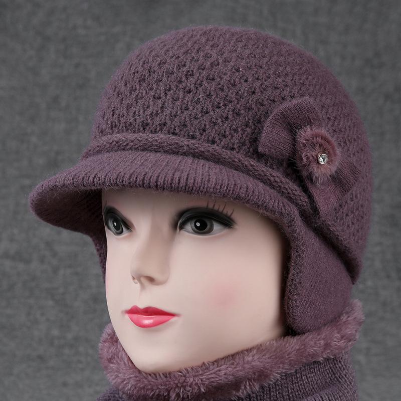 Hat Ladies Ear Protector Warm Wool Hat Winter Grandma Fleece Cold Hat