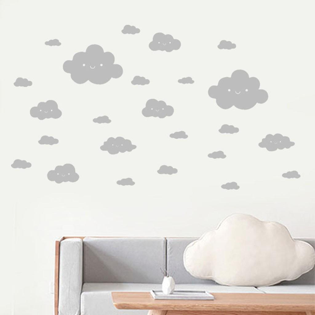24PCS Smiling Face White Clouds Vinyl Decal Art Wall Sticker DIY Home Room Decor