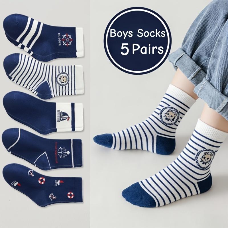 1-14T Kids' Socks Spring Autumn Cotton Socks 5 Pairs/lot Soft Cotton Socks Calf Socks Little Big Boys Crew Sock