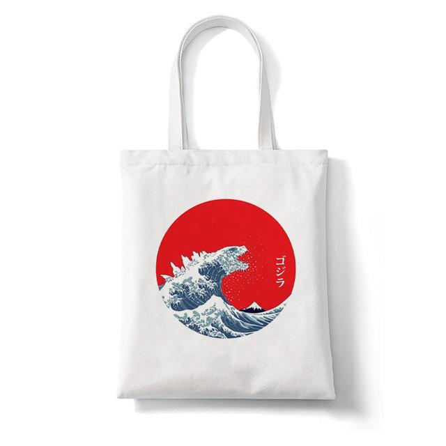 Women Shopper The Great Wave Kanagawa Printed Tote Bag High Capacity Harajuku Handbag Girl Shoulder Shopping Bag Lady Canvas Bag