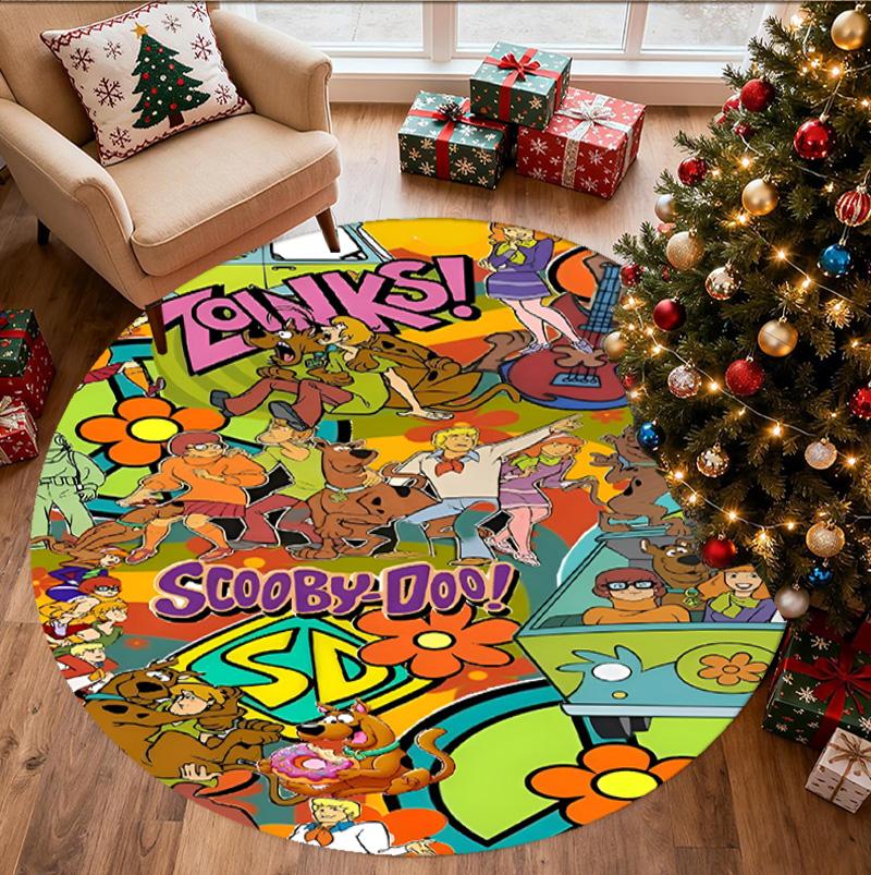 Scooby Pattern Round Rug, Indoor/Outdoor Mat, for Picnic, Gameroom, Bedroom, Office, Living Room, Home Decor Carpet, Birthday Gift