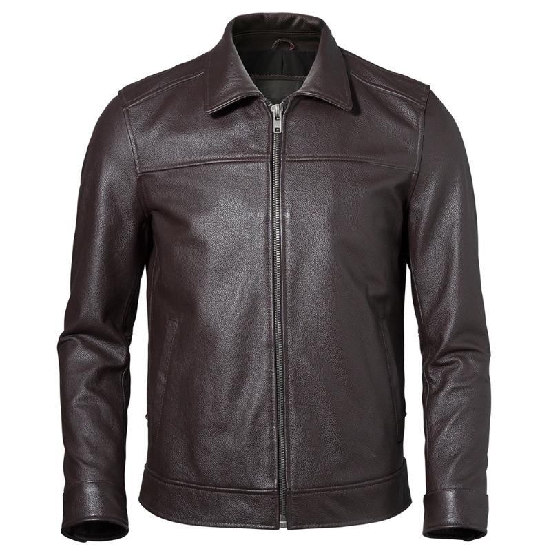 Chinese Size Men Leather Jacket 100% Real Cowhide Black Brown Men's Genuine Leather Coat Male Skin Clothing Autumn Spring Asian Size M601