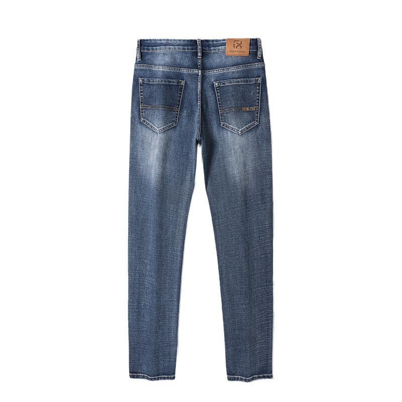 Pánské plus sametové rovné džíny volného střihu se šikmými kapsami – univerzální podzimní/zimní devítibodové kalhoty (Velká velikost k dispozici)