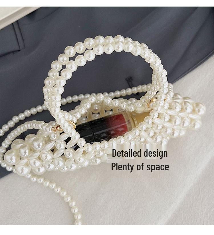 Summer 2026 Pearl Beaded Hollow Mini Crossbody Handbag for Women