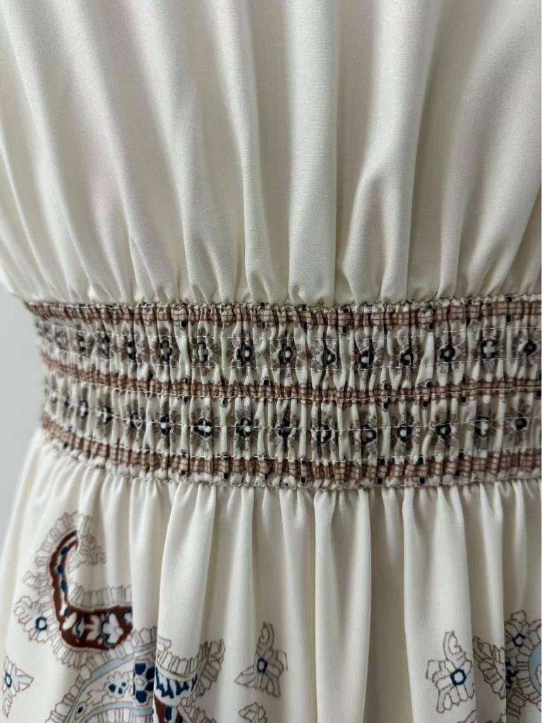 Retro Paisley Hochtailliertes Spitzenbesetztes Langes Kleid - Damen Sommerkollektion 2025