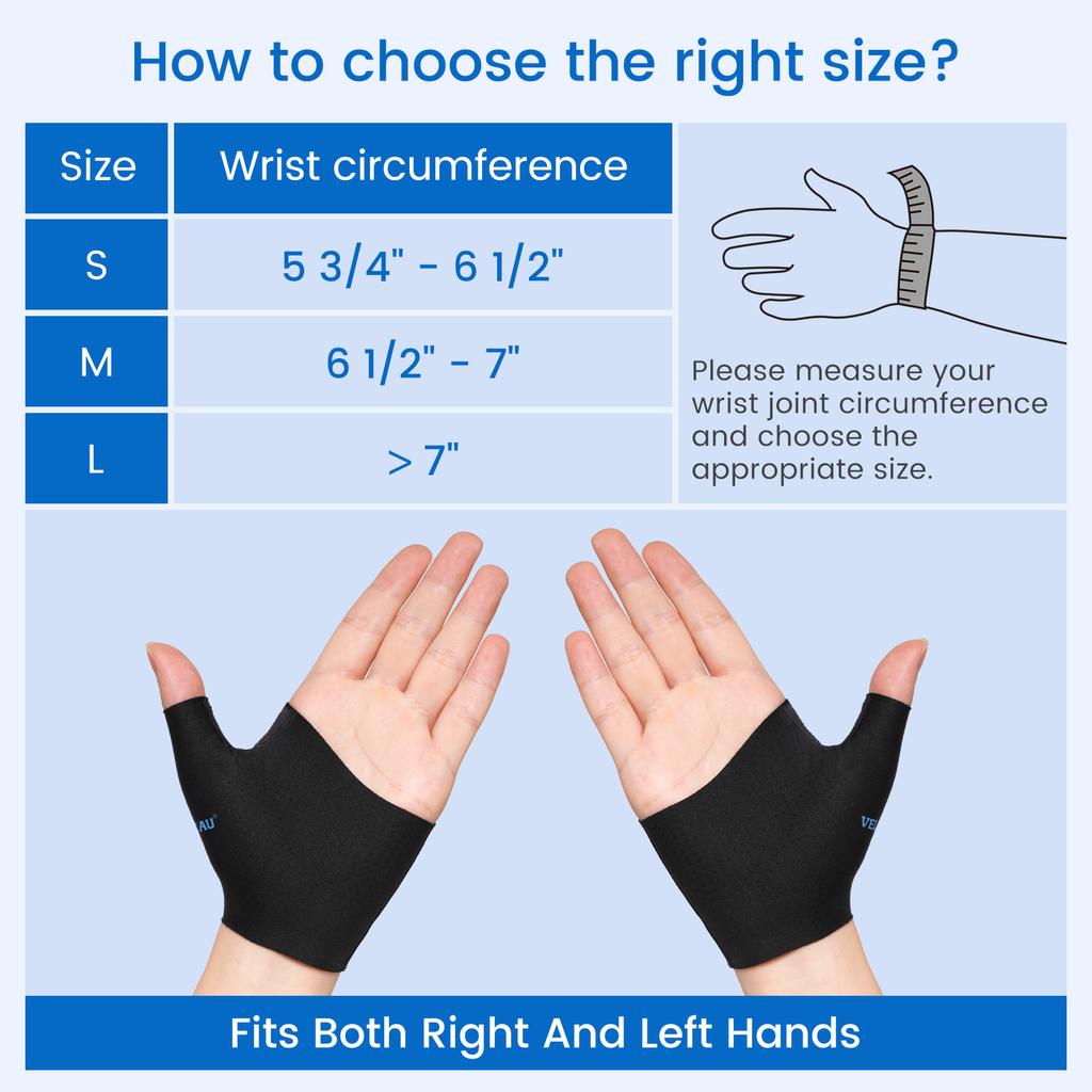 VELPEAU Thumb Wrist Support Sleeve for Sports, Mild Arthritis and Tendonitis, Unisex Elastic Compression Sleeve 2PCS