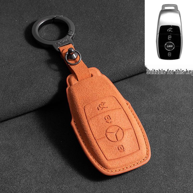 Mercedes Key Case with Alcantara, Compatible with E-Class, S-Class, C-Class, B-Class, GLC, GLB—Full Coverage Protection