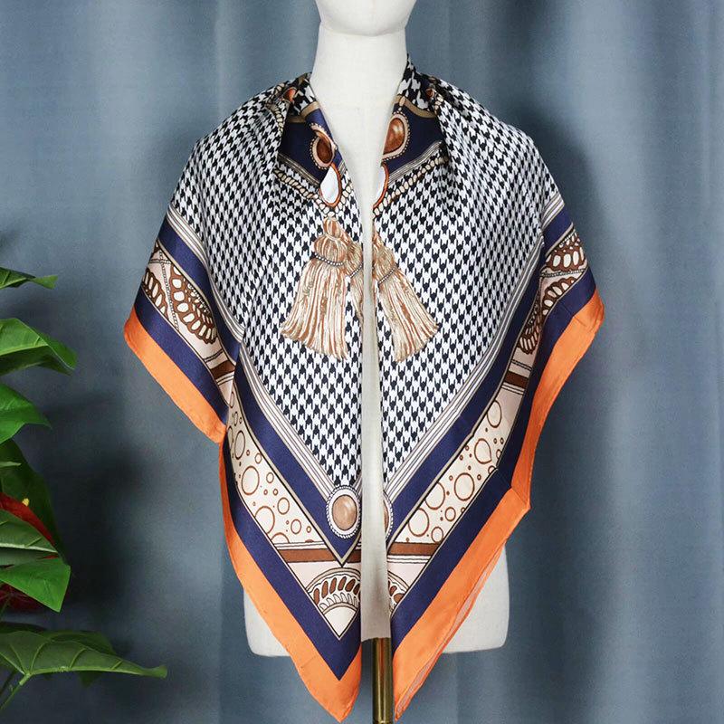 2024 New Style Large Square Scarf: 110 Mulberry Silk with Hand-Rolled Edges